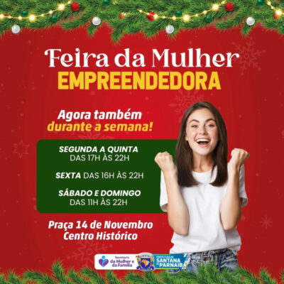 Feira de Natal da Mulher Empreendedora começa nesta sexta-feira, 1º/12, em Santana de Parnaíba