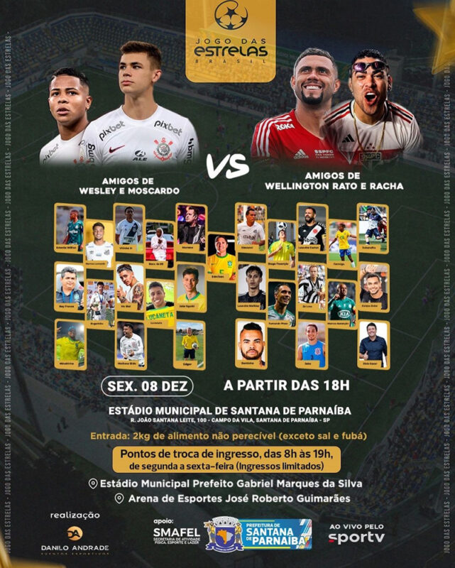 Jogo das Estrelas Brasil acontece dia 8, em Santana de Parnaíba