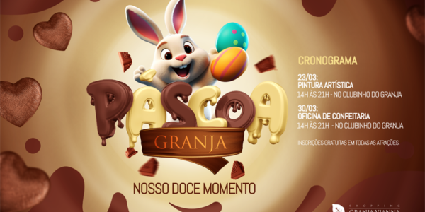 Páscoa no Shopping Granja Vianna terá oficinas infantis nos dias 23 e 30/3