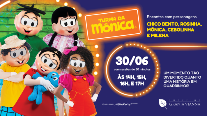 Domingo, 30, tem meet and greet com a turma do Chico Bento, no Shopping Granja Vianna