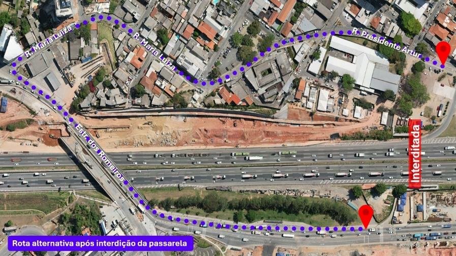 Em Barueri, passarela no km 26 da Castello Branco será interditada