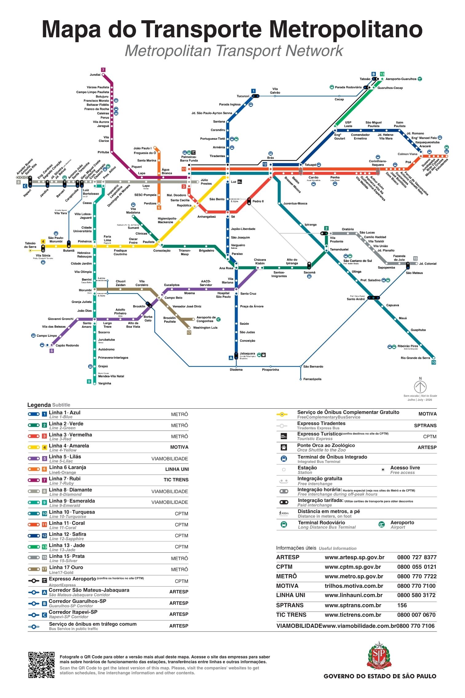 Mapa do Transporte Metropolitano de SP é atualizado